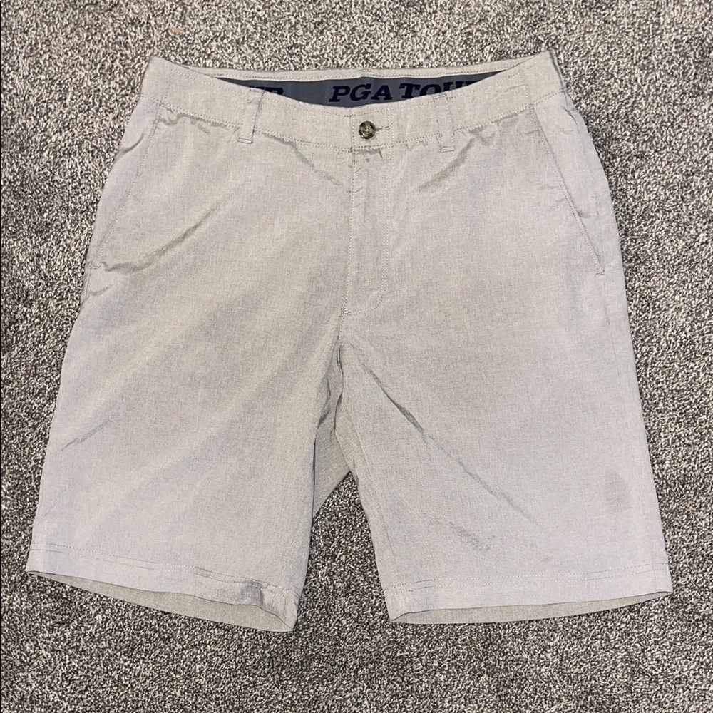 PGA Tour Men's Light Gray Flat Front Shorts